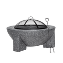 Dellonda Round MgO Fire Pit with BBQ Grill, Ø75cm, Safety Mesh Screen - Dark Grey