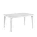 Dellonda Weather-Resistant Polypropylene/Fibreglass Dining Tables with Tempered Glass Top 150 x 90 x 76cm - Ivory White