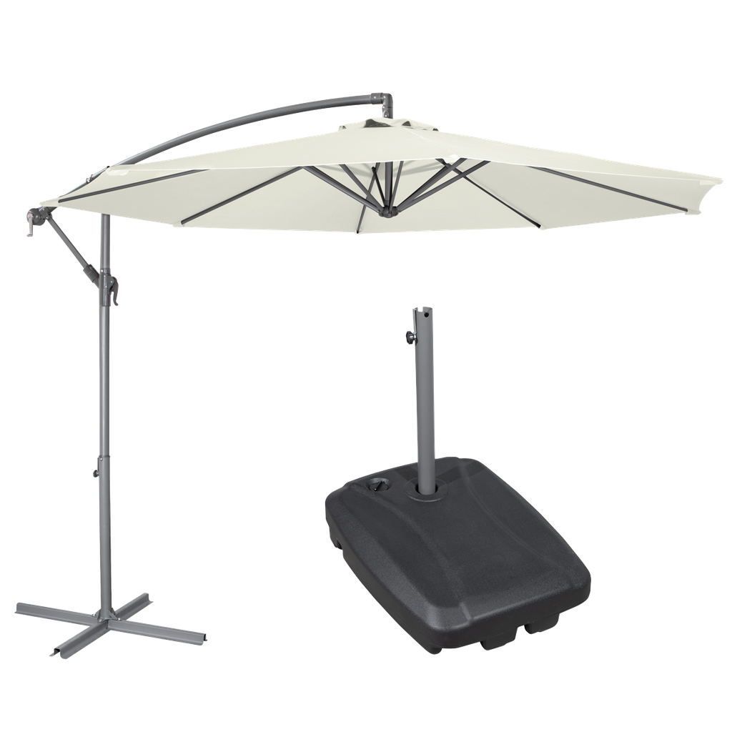 Dellonda Banana Parasol with Cover & Base 3m - Cream