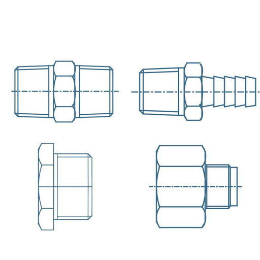 [11000105] Sagola Brass Threaded Connectors (x2) | US-Mil  