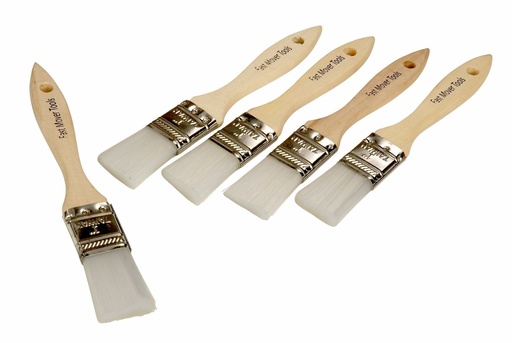 [FMT4034] Stiff nylon brushable seam sealer brush with wooden handle. 25mm wide. 5 brushes per pack