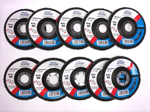 [FMT4140/10] Zirconium flap disc. 115mm. 40 grit. 10 discs per pack