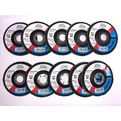 [FMT4180/10] Zirconium flap disc. 115mm. 80 grit. 10 discs per pack