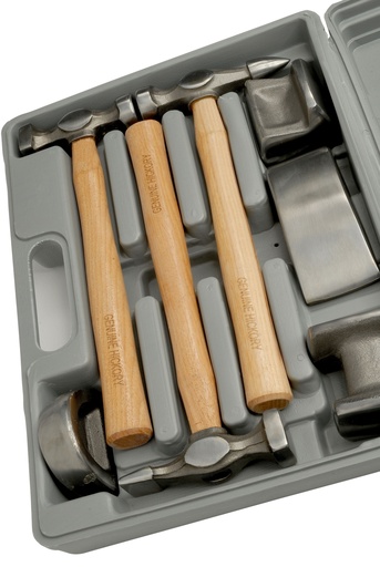 [FMT468002] Hammer & Dolly Panel Beating 7pc Kit, Hickory Hand