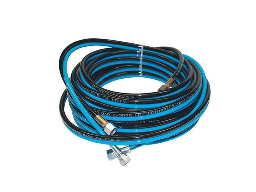 [FMT51410] Air & fluid hose. Max pressure rated 250BAR. 10mtrs with 1/4bsp air coupling thread & 1/4nps fluid coupling