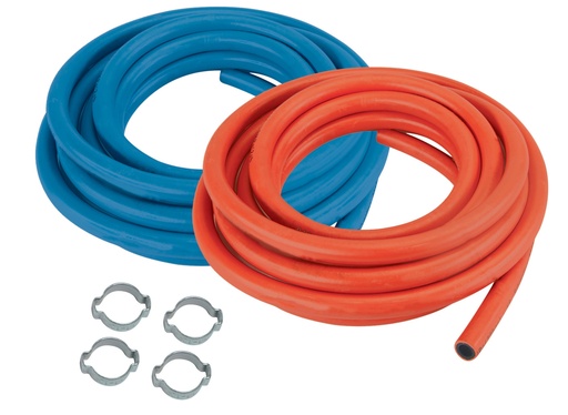 [039452] SET OF 2 HOSES OX & ACETYLENE (4m - Ø10mm) + HOSE CLIPS