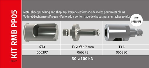 [066366] RMB PP 05 DIE KIT FOR 8T/10T PUSH-PULL RIVETERS (Ø6.7mm/low pressure)