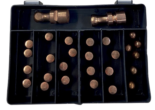 [073449] BOX 20 CAPS TYPE A + 6 CAPS TYPE F + 2 ROUND ELECTRODES (C6 & G2)