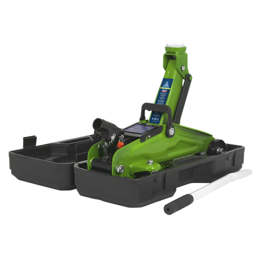 [1050CXDHV] Short Chassis Trolley Jack with Storage Case 2 Tonne - Green