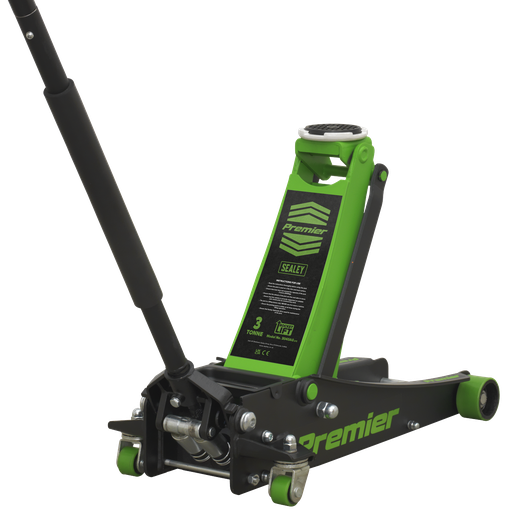 [3040AG] Premier Low Profile Trolley Jack with Rocket Lift 3 Tonne - Green