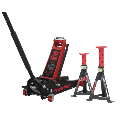 [3040ARCOMBO] Trolley Jack 3 Tonne & Axle Stands (Pair) 3 Tonne per Stand Combo