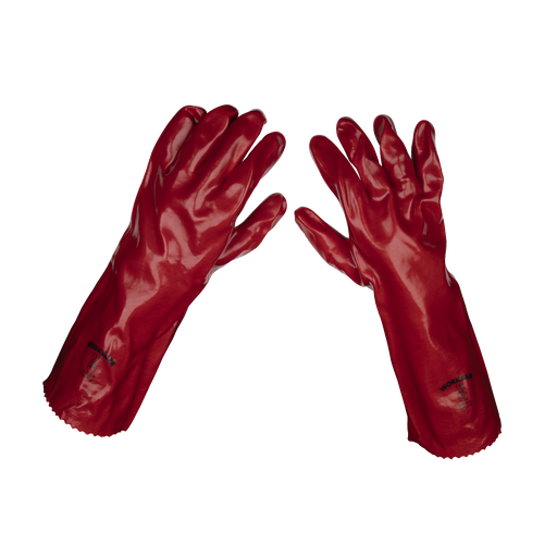 [9114] Worksafe® PVC Gauntlets 450mm, Red - Pair