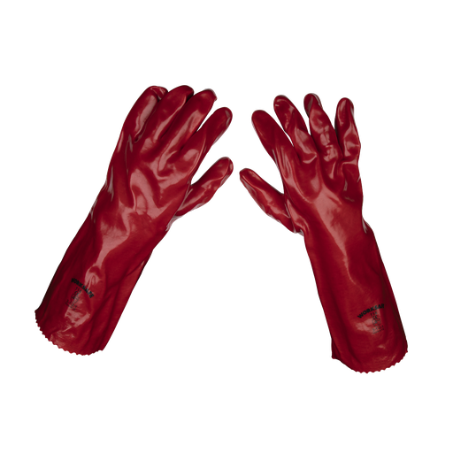 [9114/12] Worksafe® PVC Gauntlets 450mm, Red - Pack of 12 Pairs