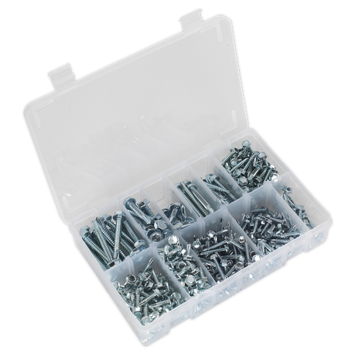 [AB061SDH] Zinc Plated Self-Drilling Screw Assortment Hex Head 410pc