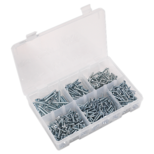 [AB062STCS] Zinc Plated Self-Tapping Countersunk Pozi Screw Assortment 510pc - DIN 7982
