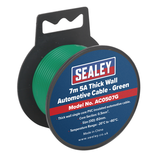 [AC0507G] 5A Thick Wall Automotive Cable 7m - Green