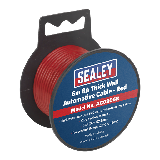 [AC0806R] 8A Thick Wall Automotive Cable 6m - Red