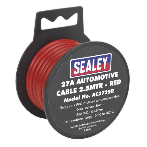 [AC2725R] 27A Thick Wall Automotive Cable 2.5m - Red