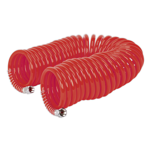 [AH10C/6] PU Coiled Air Hose with 1/4"BSP Unions 10m x 6mm