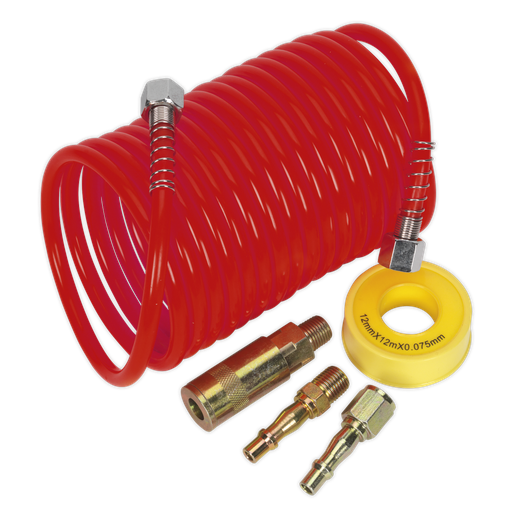 [AHK03] PE Coiled Air Hose Kit with Connectors 5m x 5mm