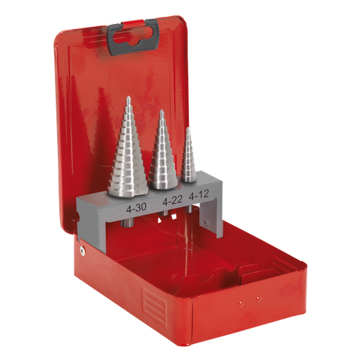 [AK4733] Double Flute HSS M2 Step Drill Bit Set 3pc