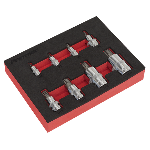 [AK6241] Premier Spline Socket Bit Set1/4", 3/8" & 1/2"Sq Drive 8pc