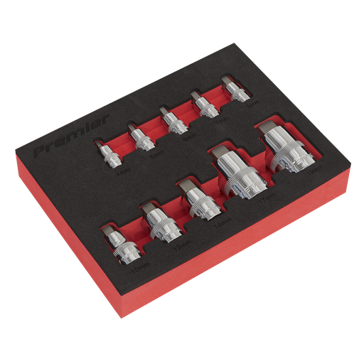 [AK6244] Premier Stubby Hex Socket Bit Set 1/4", 3/8" & 1/2"Sq Drive 10pc