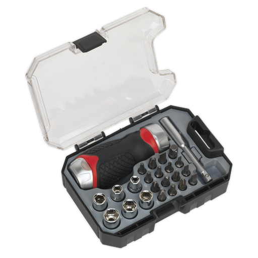 [AK64906] Premier Fine Tooth Stubby Ratchet Screwdriver Socket & Bit Set 24pc