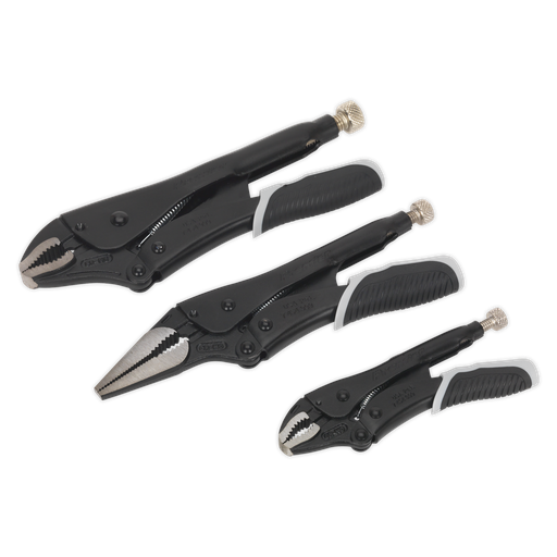 [AK6863B] Premier Black Quick Release Locking Pliers Set 3pc