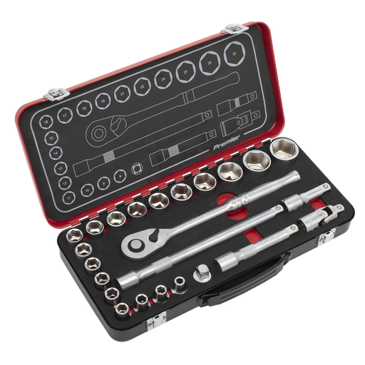 [AK7924] Premier Platinum Socket Set 1/2"Sq Drive 24pc