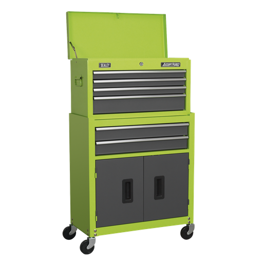 [AP2200BBHV] American PRO® Topchest & Rollcab Combination 6 Drawer - Green/Grey