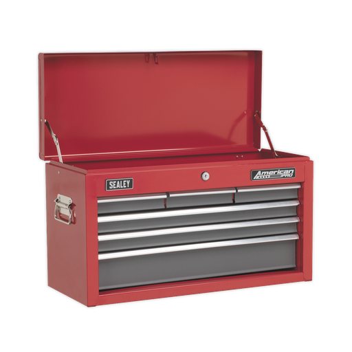 [AP2201BB] American PRO® Topchest 6 Drawer - Red/Grey