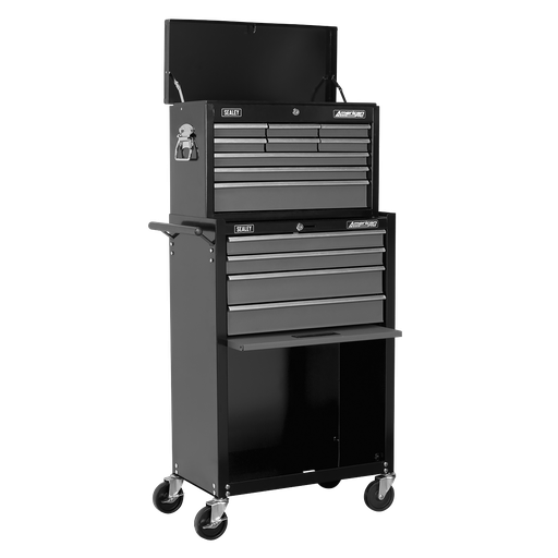 [AP2513B] American PRO® Topchest & Rollcab Combination 13 Drawer - Black/Grey