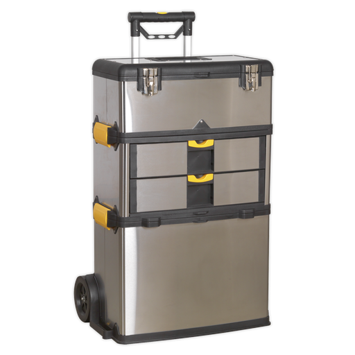 [AP855] Mobile Stainless Steel/Composite Toolbox with 3 Compartments