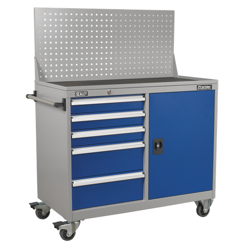 [API1103A] Premier Industrial™ Mobile Workstation with 5 Drawers & 1 Shelf Locker