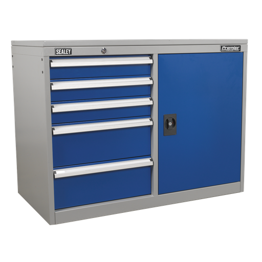[API1103B] Premier Industrial™ Cabinet/Workstation with 5 Drawers & 1 Shelf Locker