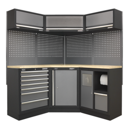 [APMSSTACK08W] Superline PRO® Corner Storage System with Wood Worktop 1.6m