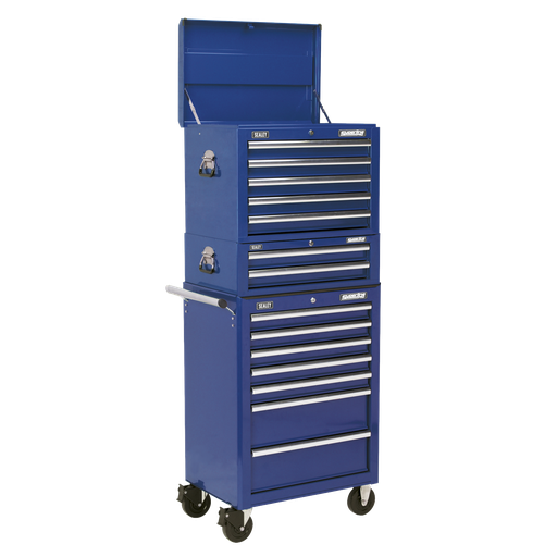 [APSTACKTC] Superline PRO® Topchest, Mid-Box Tool Chest & Rollcab Combination 14 Drawer - Blue