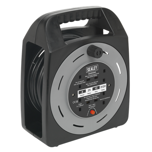 [BCR25CB] 25m Box Type Cable Reel with Thermal Trip 4 x 230V