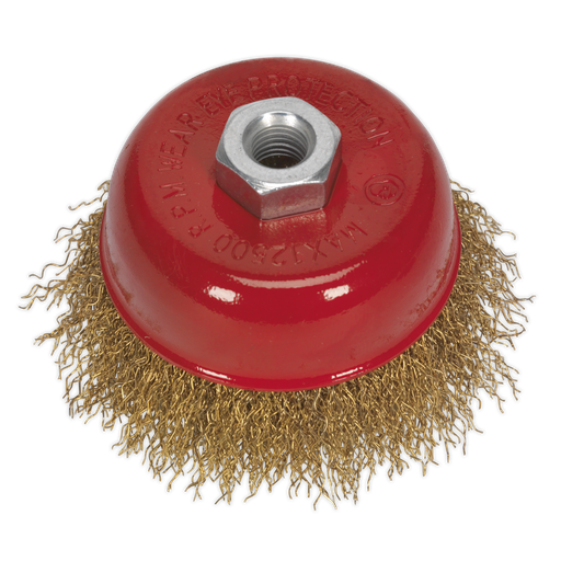 [CBC752] 75mm Brassed Steel Crimped Wire Cup Brush M14 x 2mm