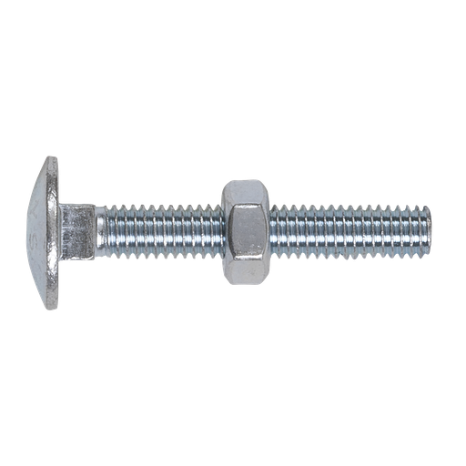 [CBN640] Zinc Plated Coach Bolt & Nut M6 x 40mm, DIN 603 - Pack of 100