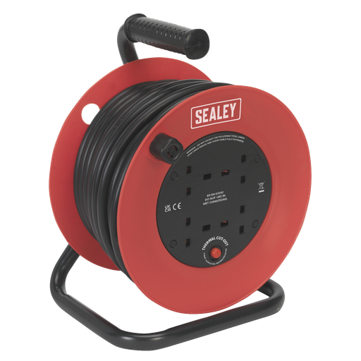 [CR22525] 25m Heavy-Duty Cable Reel with Thermal Trip 4 x 230V
