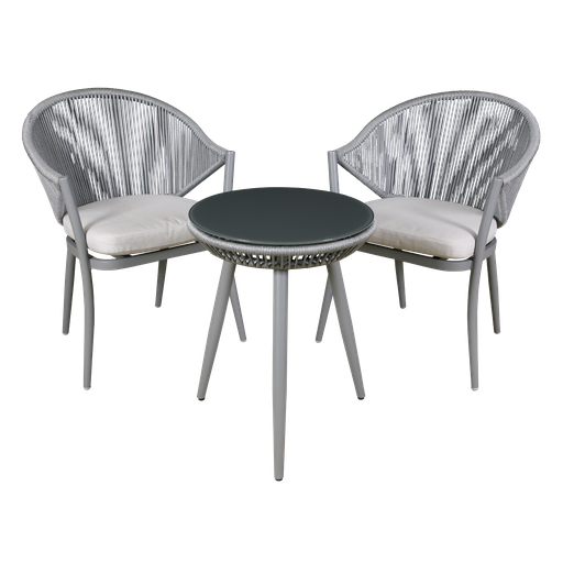 [DG58] Dellonda Echo Aluminium Balcony Set with Tempered Glass Tabletop 3pc