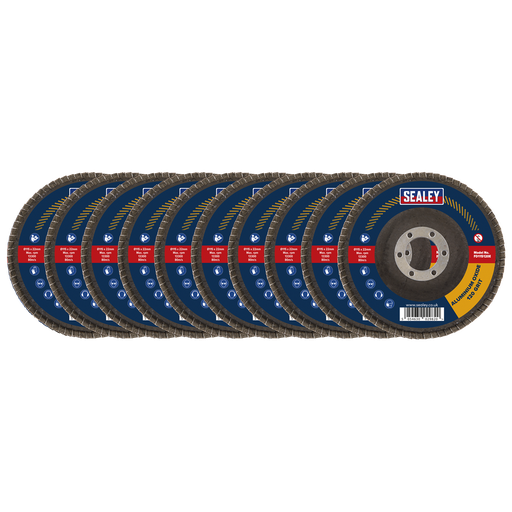 [FD115120E10] 115mm Aluminium Oxide Flap Discs 120Grit 22mm Bore - Pack of 10