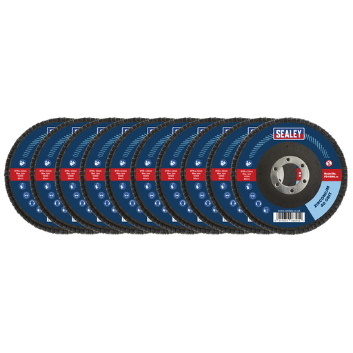 [FD1154010] 115mm Zirconium Flap Discs 40Grit 22mm Bore - Pack of 10
