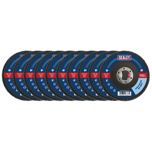 [FD1158010] 115mm Zirconium Flap Discs 80Grit 22mm Bore - Pack of 10