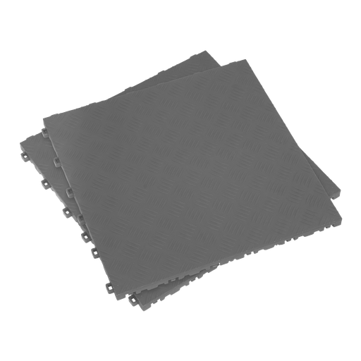 [FT3G] Polypropylene Floor Tile 400 x 400mm, Grey Treadplate - Pack of 9