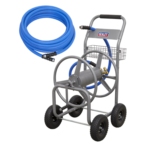 [HRKIT15] Heavy-Duty Hose Reel Cart with 15m Heavy-Duty Ø19mm Hot & Cold Rubber Water Hose