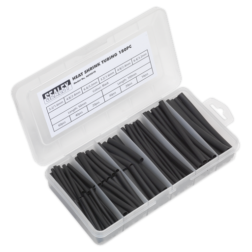 [HST501B] Heat Shrink Tubing Assortment 50 & 100mm 180pc - Black