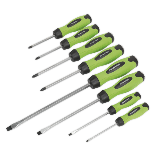 [HV002] Premier Hammer-Thru Screwdriver Set 8pc - Hi-Vis Green